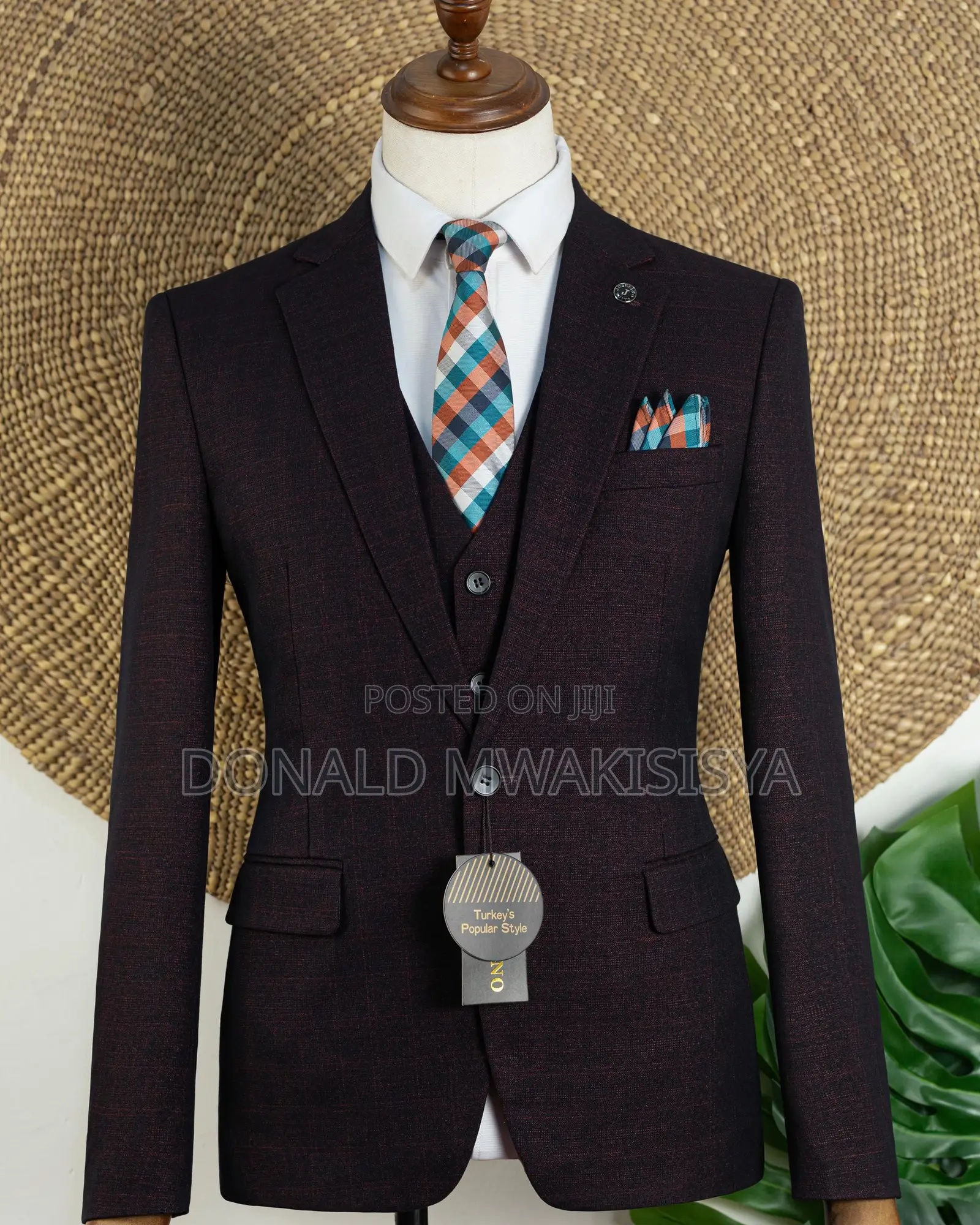 Premium 3-Piece Turkey Suit - Wine / Burgundy