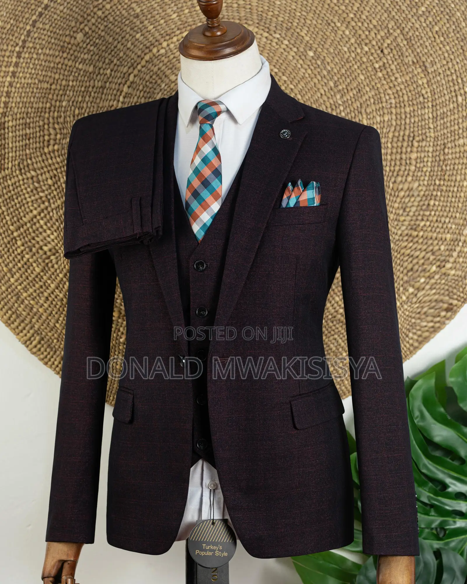 Premium 3-Piece Turkey Suit - Wine / Burgundy