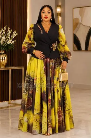 Wrap-Front Belted Maxi Dress With Bishop Sleeve