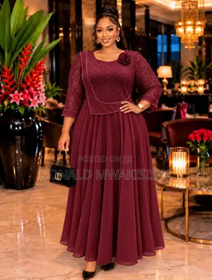 Premium Turkey Classy Dress - Wine / Burgundy