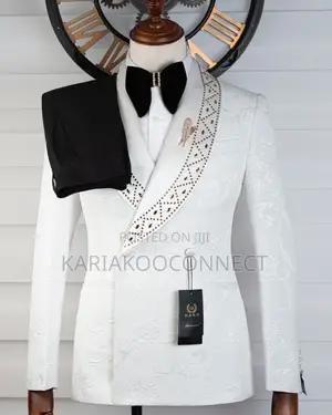 Sparkling White Jacquard Tuxedo Suit