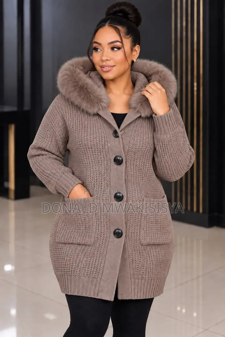 Premium Women Fur Hood Cardigan - Turkey