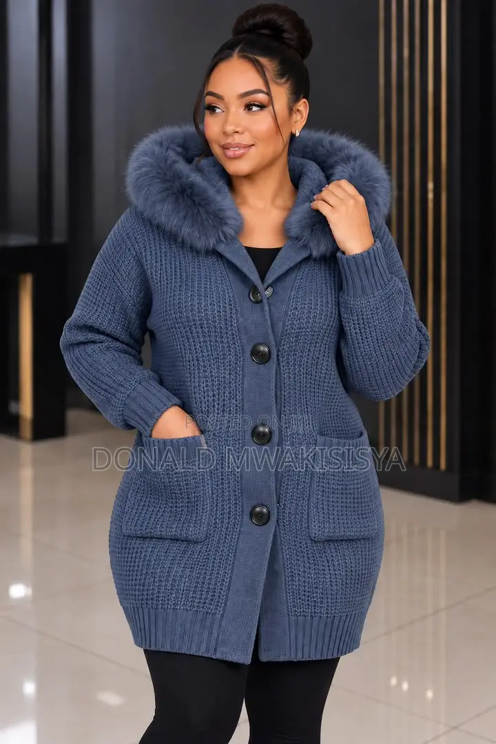 Premium Women Fur Hood Cardigan - Turkey
