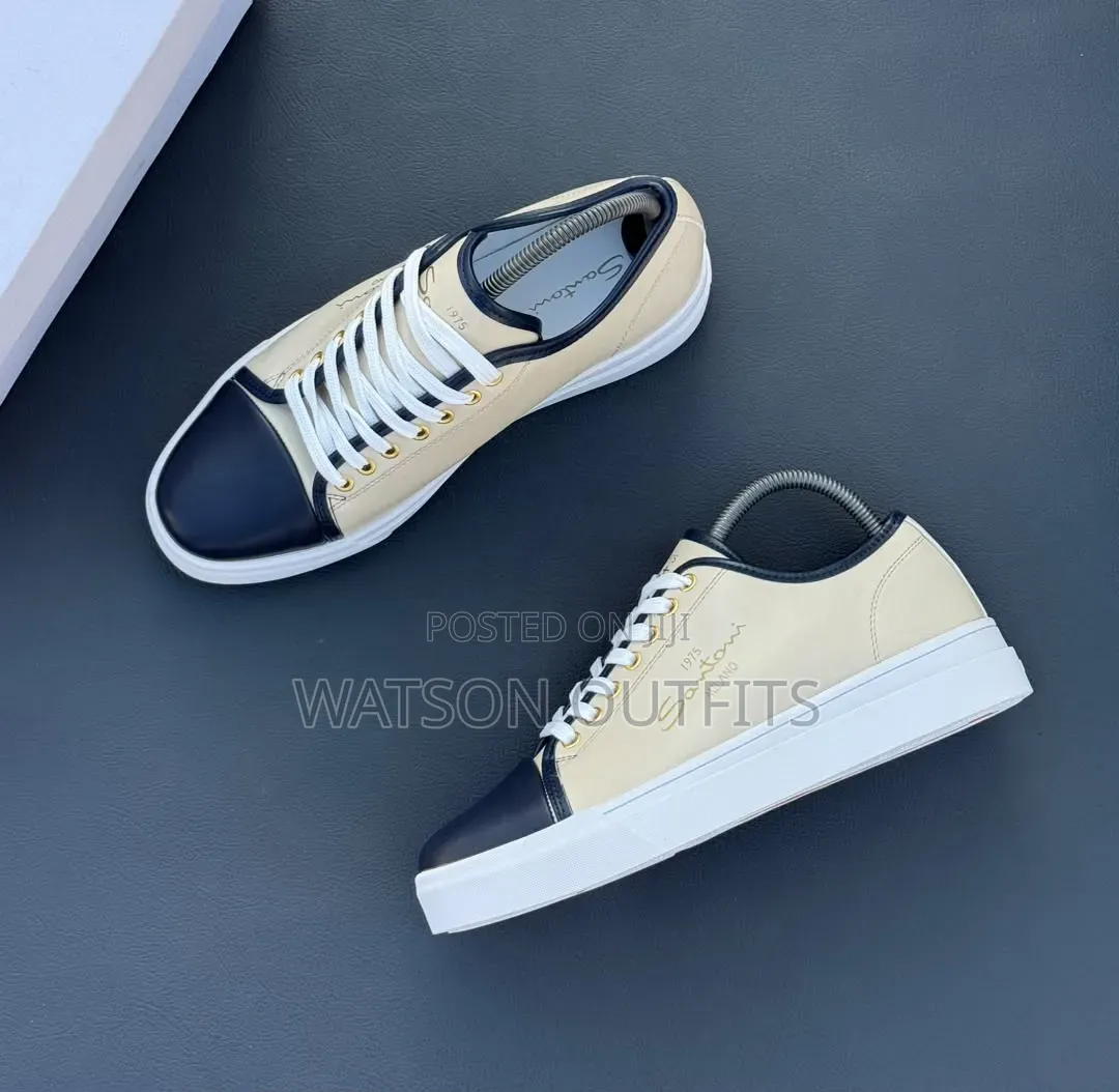 3 Colours Men's SANTONI Leather Sneaker Shoes