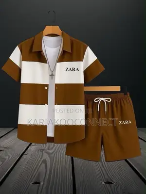 Zara Striped Shirt Shorts Set