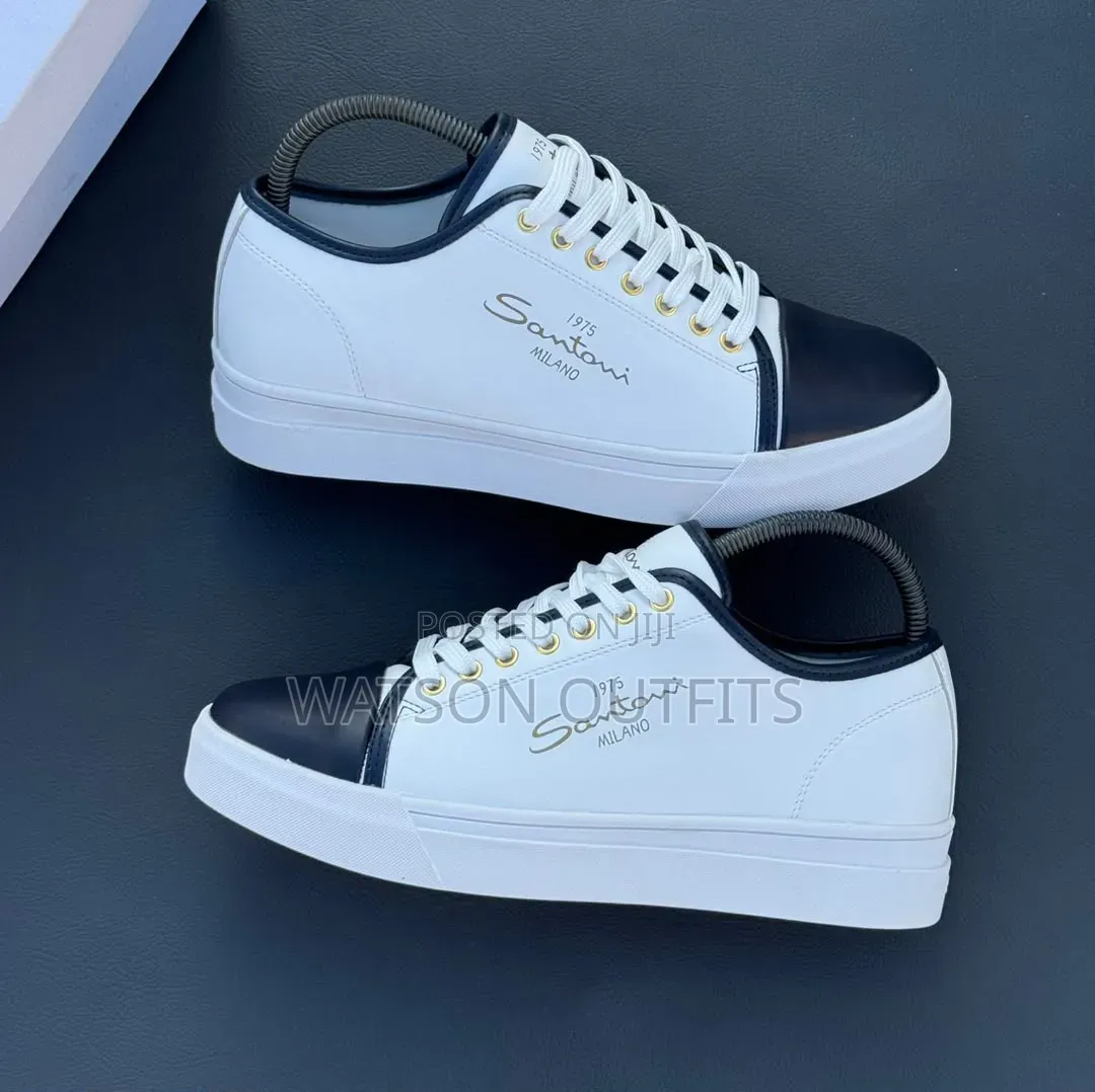 3 Colours Men's SANTONI Leather Sneaker Shoes