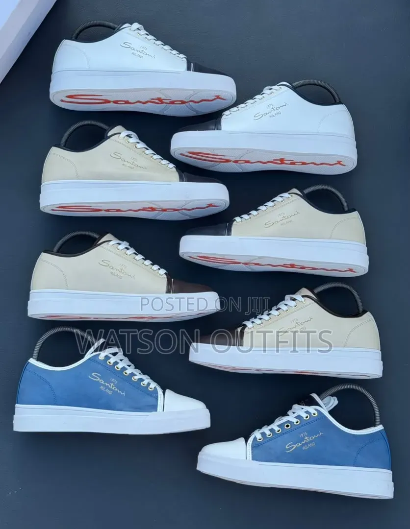 3 Colours Men's SANTONI Leather Sneaker Shoes