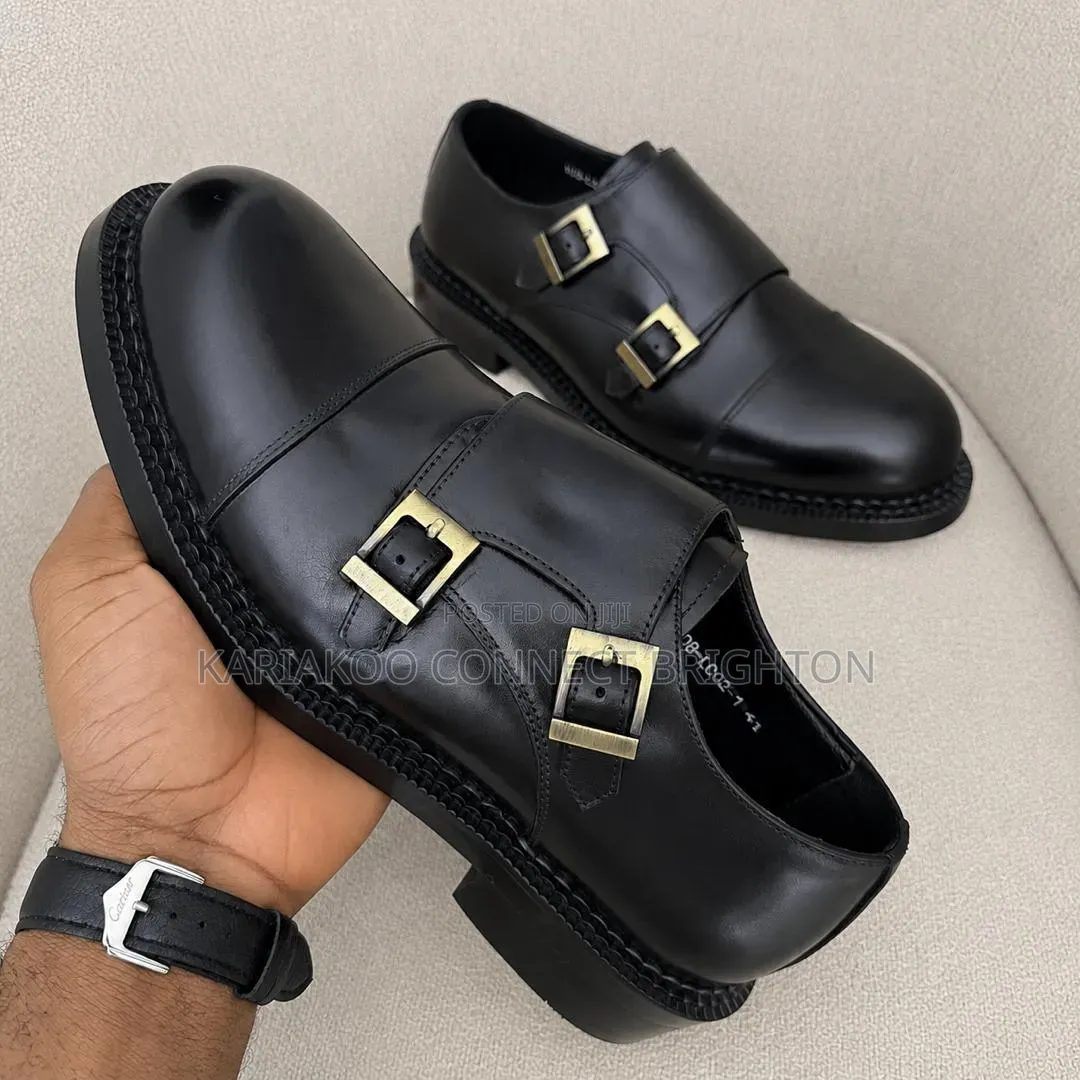 Black Double-Monk Strap Official Shoes