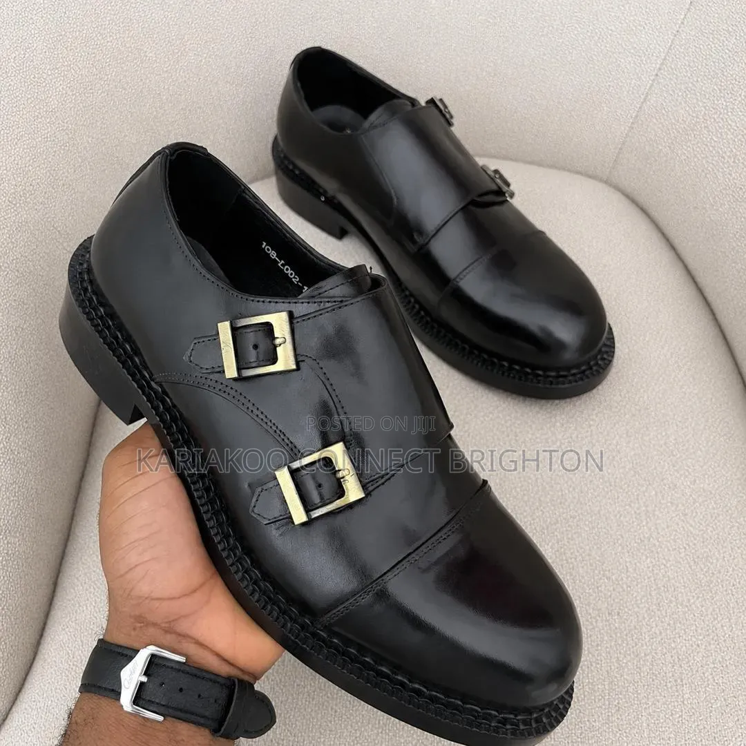 Black Double-Monk Strap Official Shoes