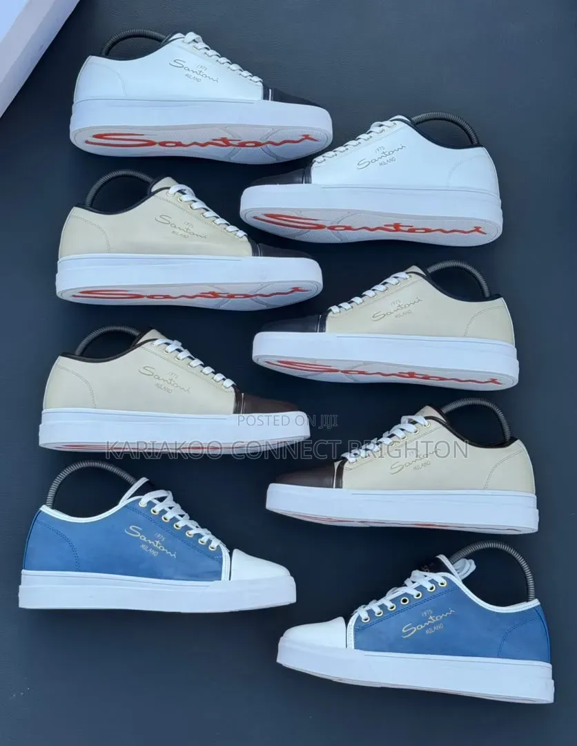 Beige and Navy Low-Top Sneakers