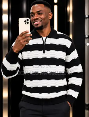 Half Zipper Striped Sweater - Turkey Premium