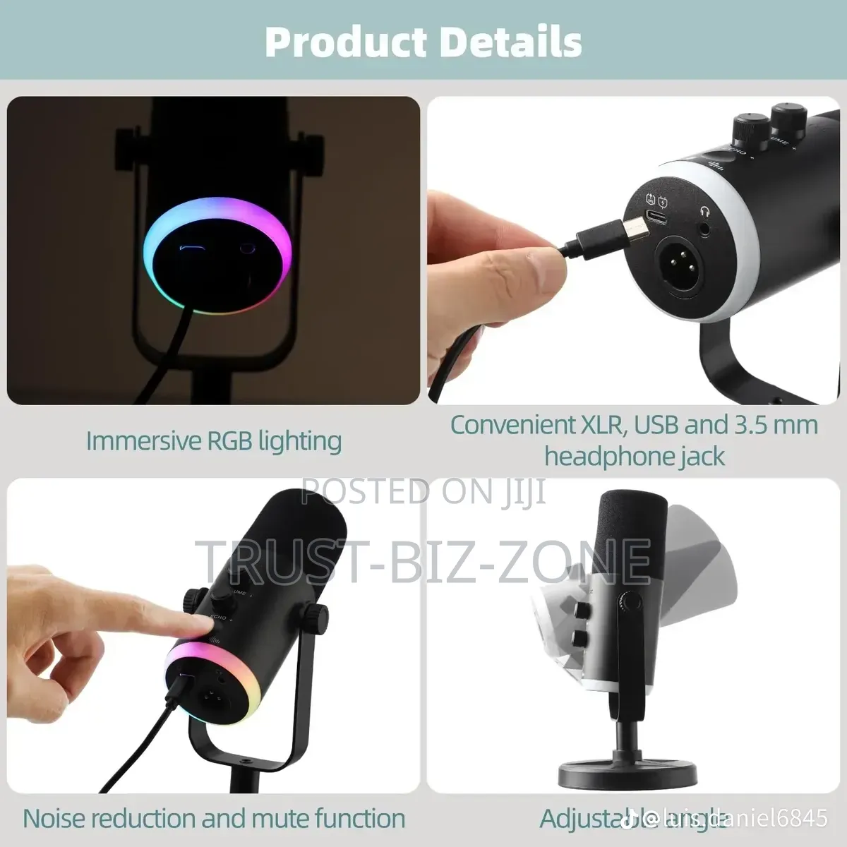 USB RGB Wireless Daynamic Microphone 2IN1