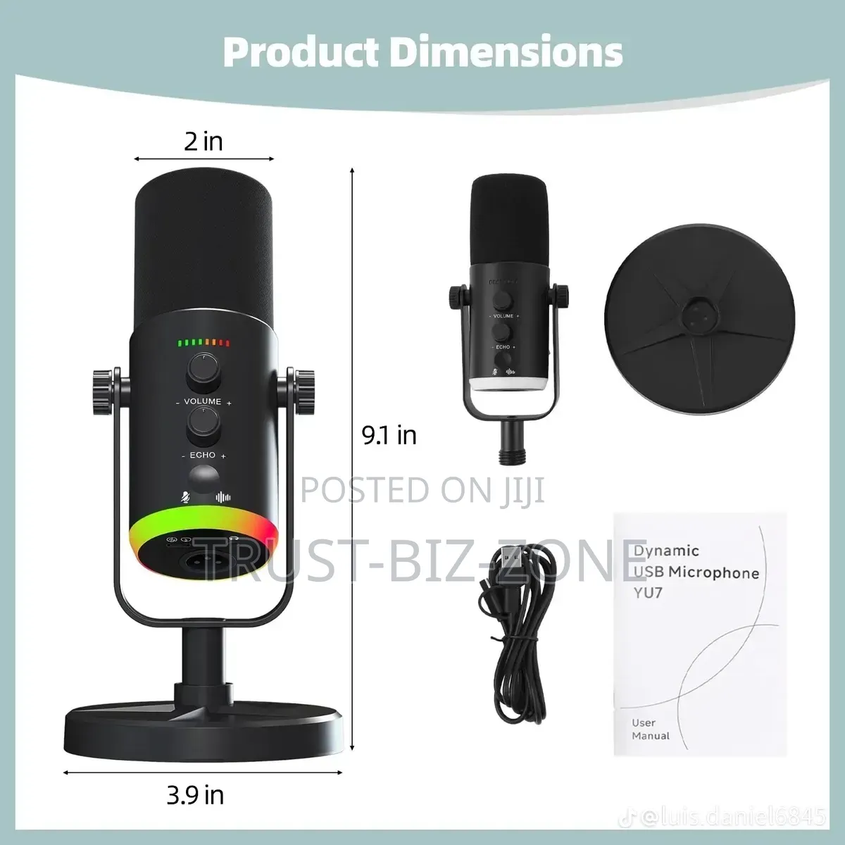 USB RGB Wireless Daynamic Microphone 2IN1