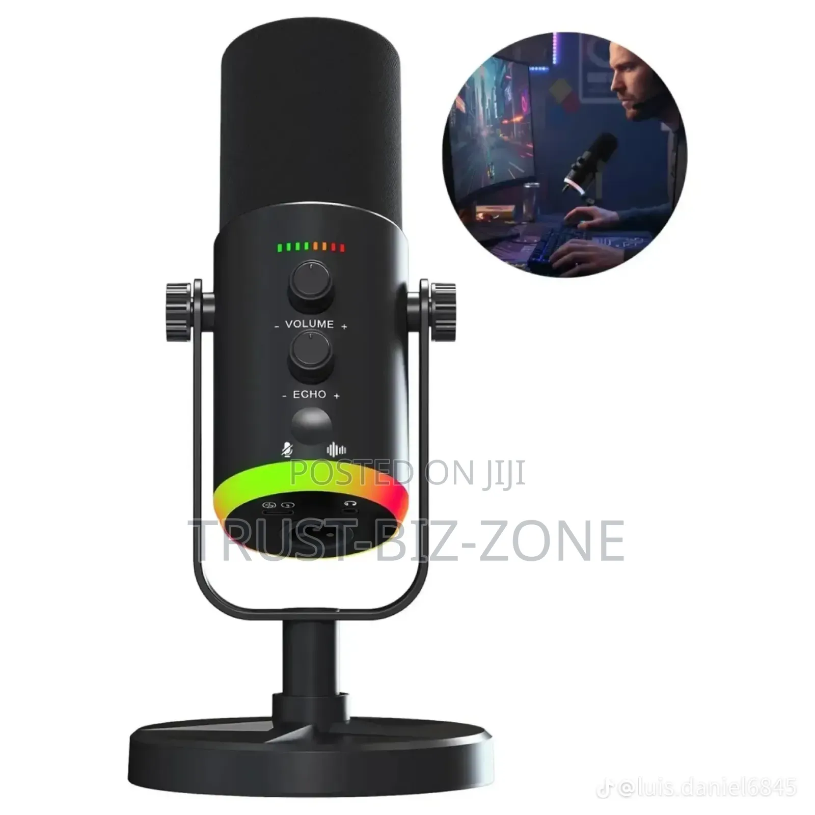 USB RGB Wireless Daynamic Microphone 2IN1