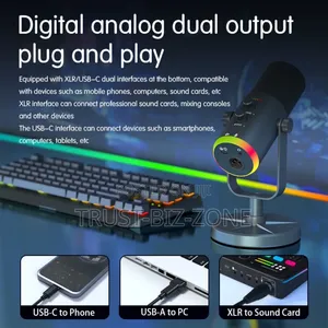 USB RGB Wireless Daynamic Microphone 2IN1