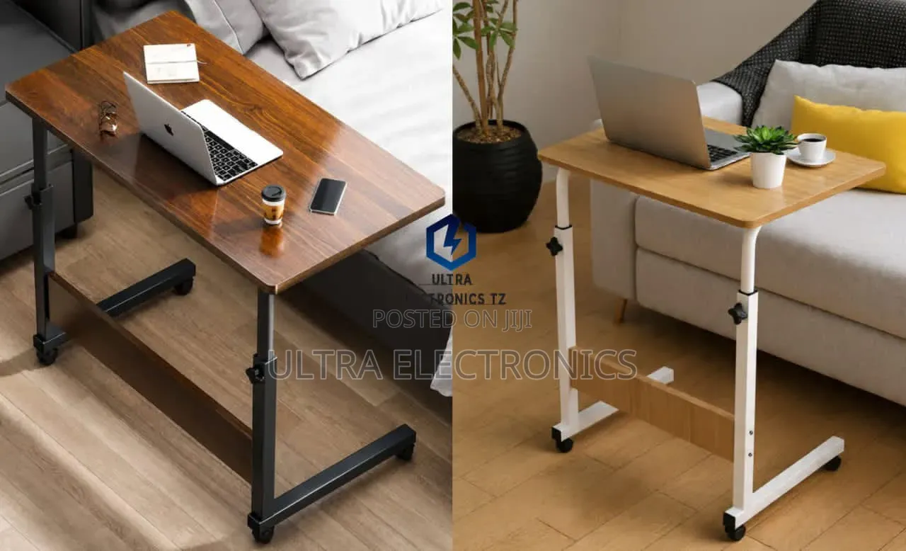 Movable and Adjustable Bedside Overbed Laptop Table With Wheels
