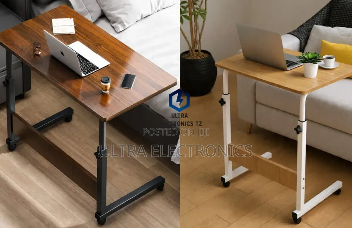Movable and Adjustable Bedside Overbed Laptop Table With Wheels