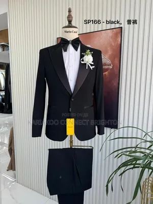 Classic Black Tuxedo Suit With Satin Lapel