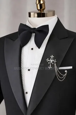 Classic Black Tuxedo Suit With Satin Lapel