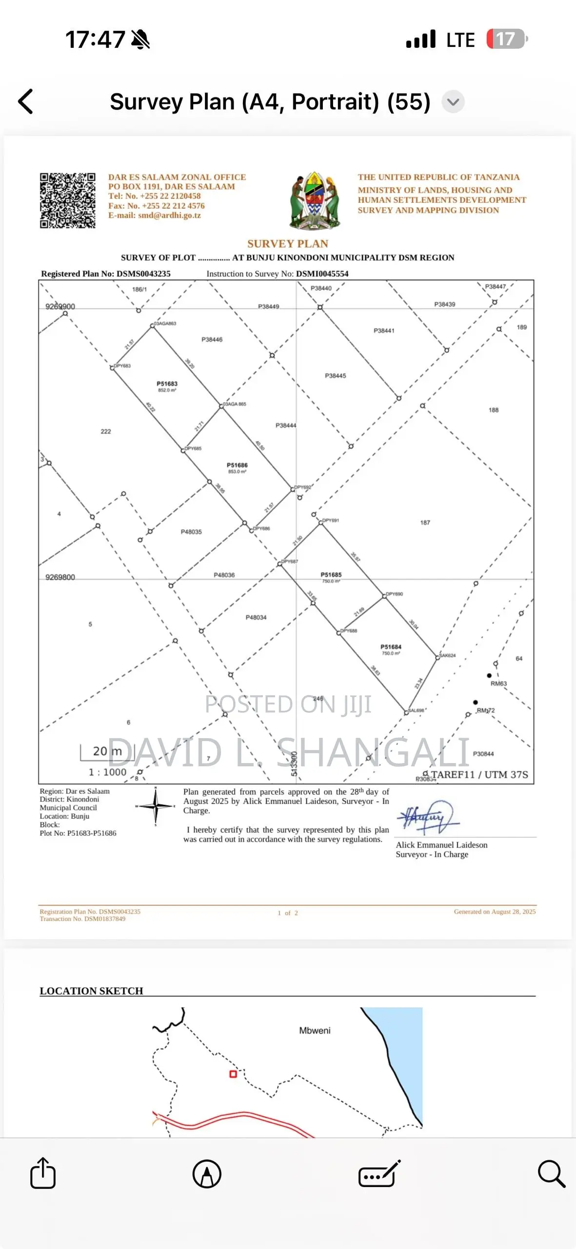 Plot of Land for Sale at Mbweni - Kilimani