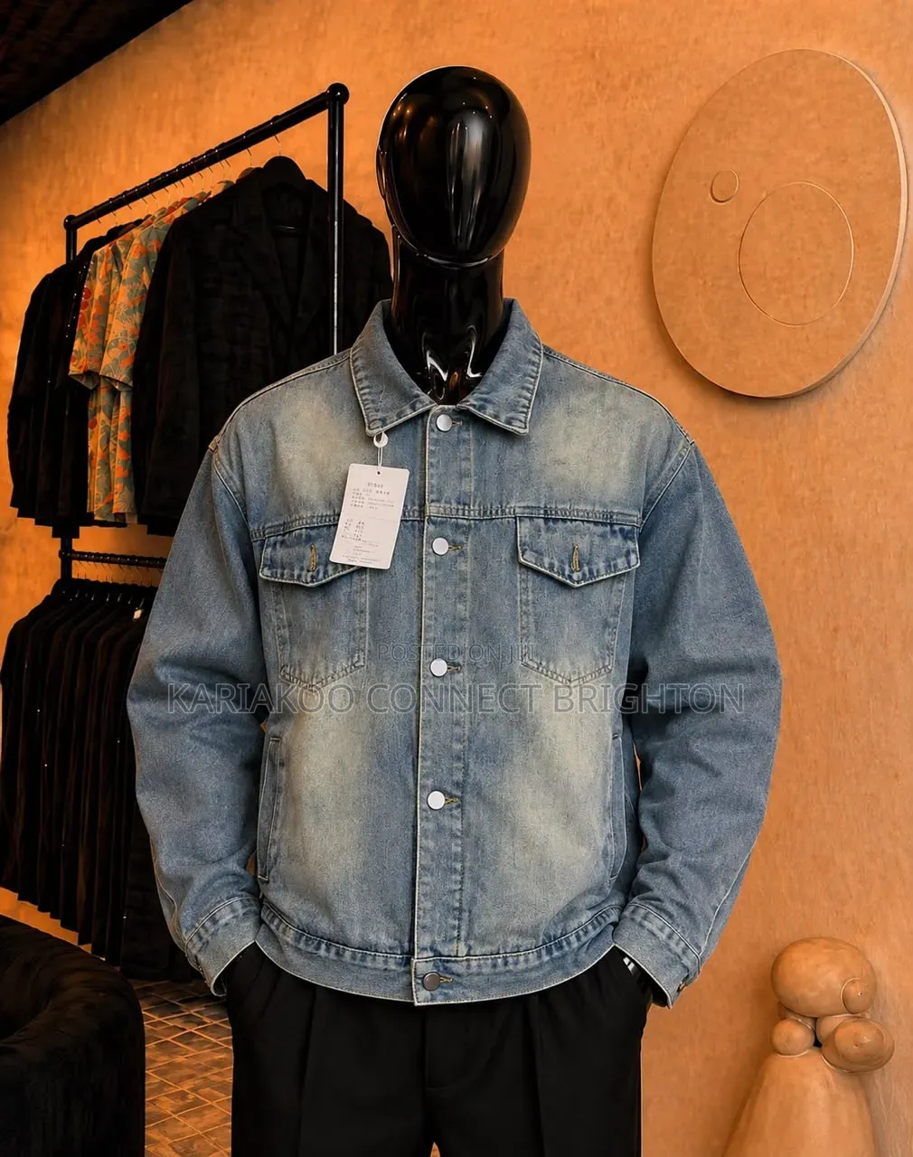 Blue Paisley Patterned Denim Jacket