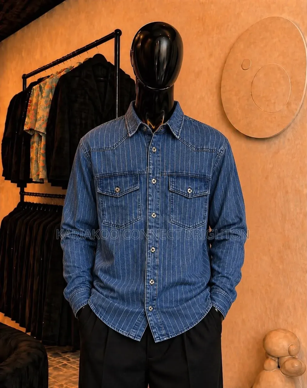 Blue Paisley Patterned Denim Jacket