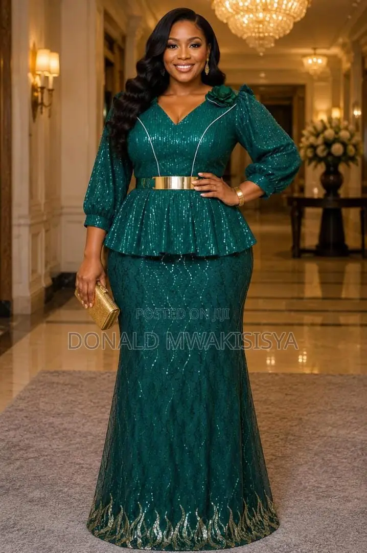 Luxury Sequin Peplum Skirt Set - Turkey