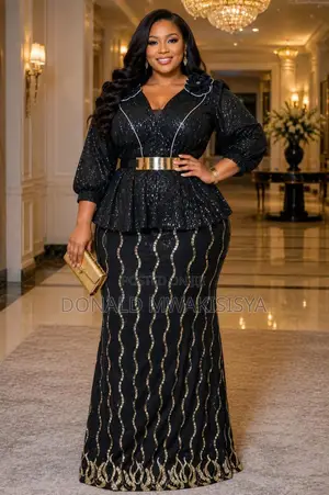 Luxury Sequin Peplum Skirt Set - Turkey