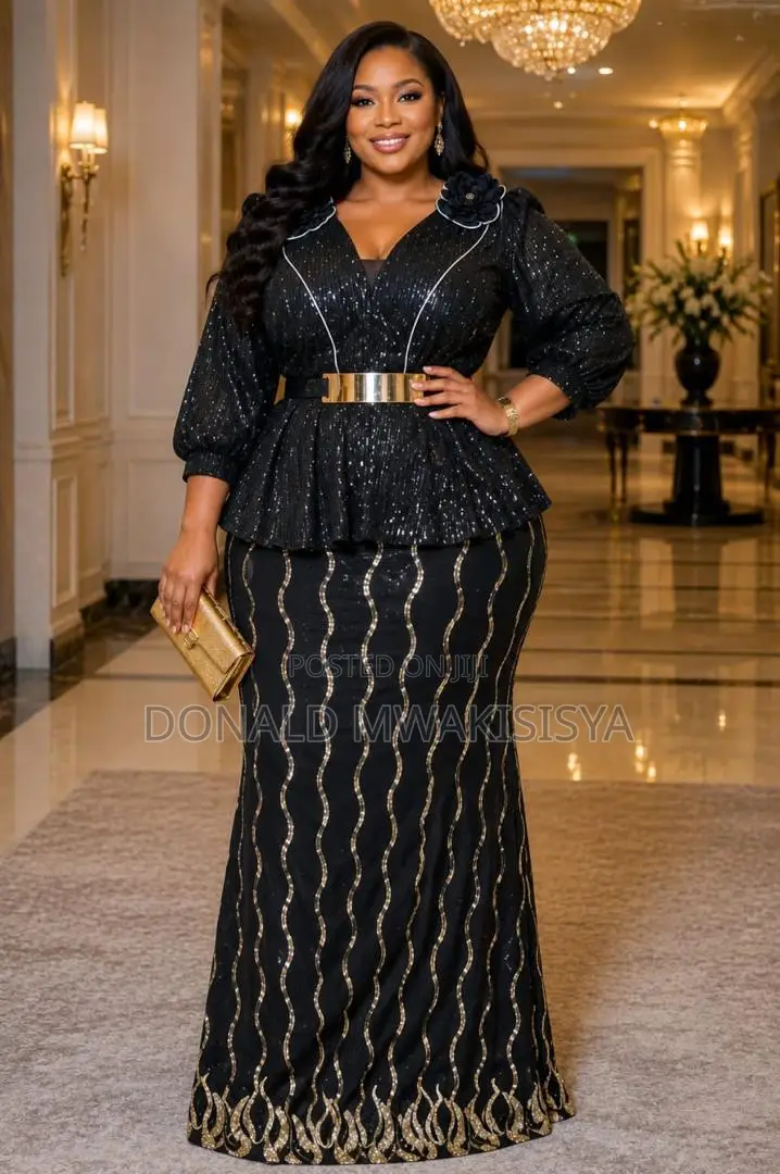 Luxury Sequin Peplum Skirt Set - Turkey