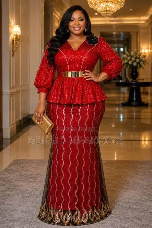 Luxury Sequin Peplum Skirt Set - Turkey