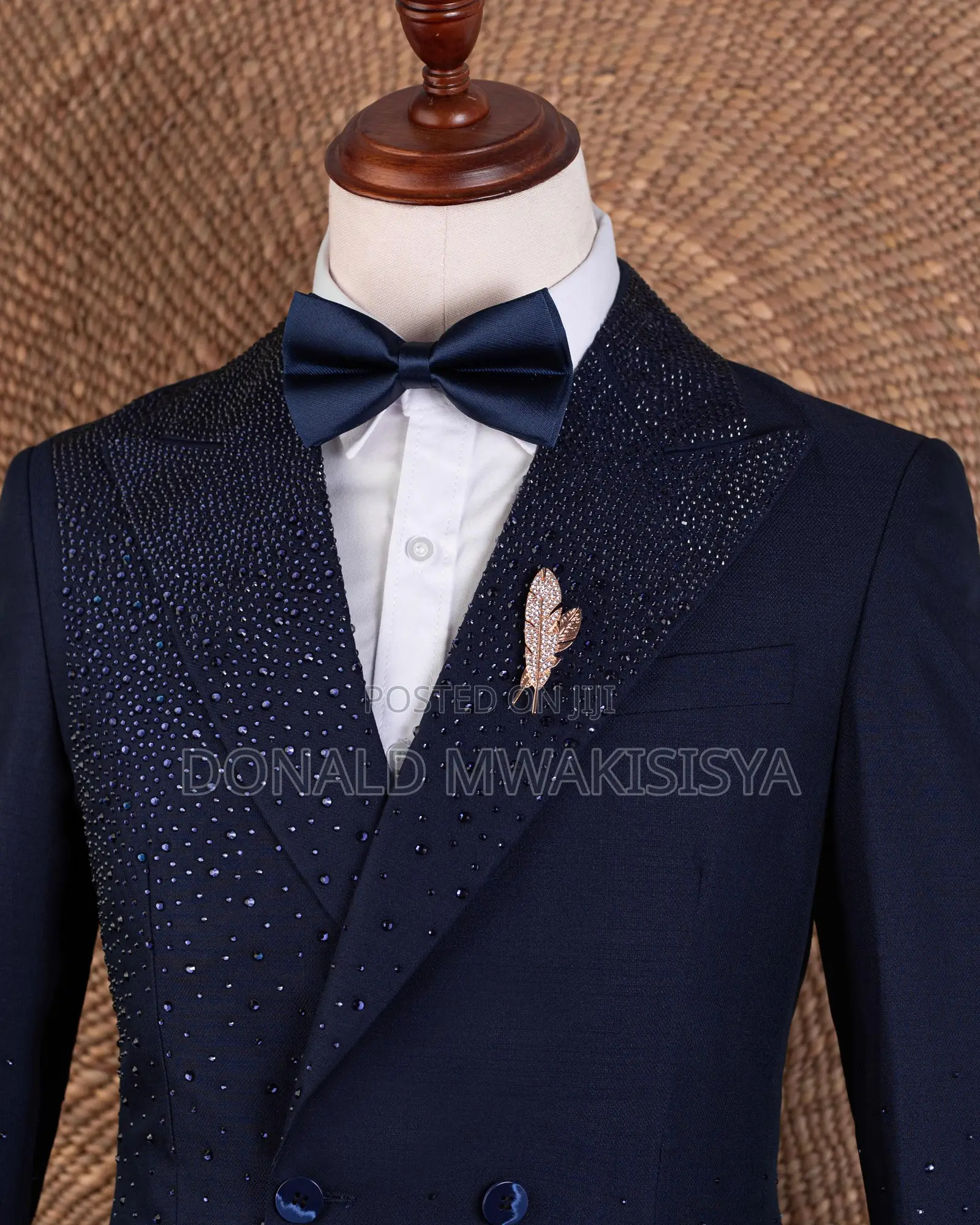 Navy Blue Stoned Suit - Luxury Edition
