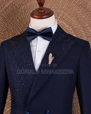 Navy Blue Stoned Suit - Luxury Edition