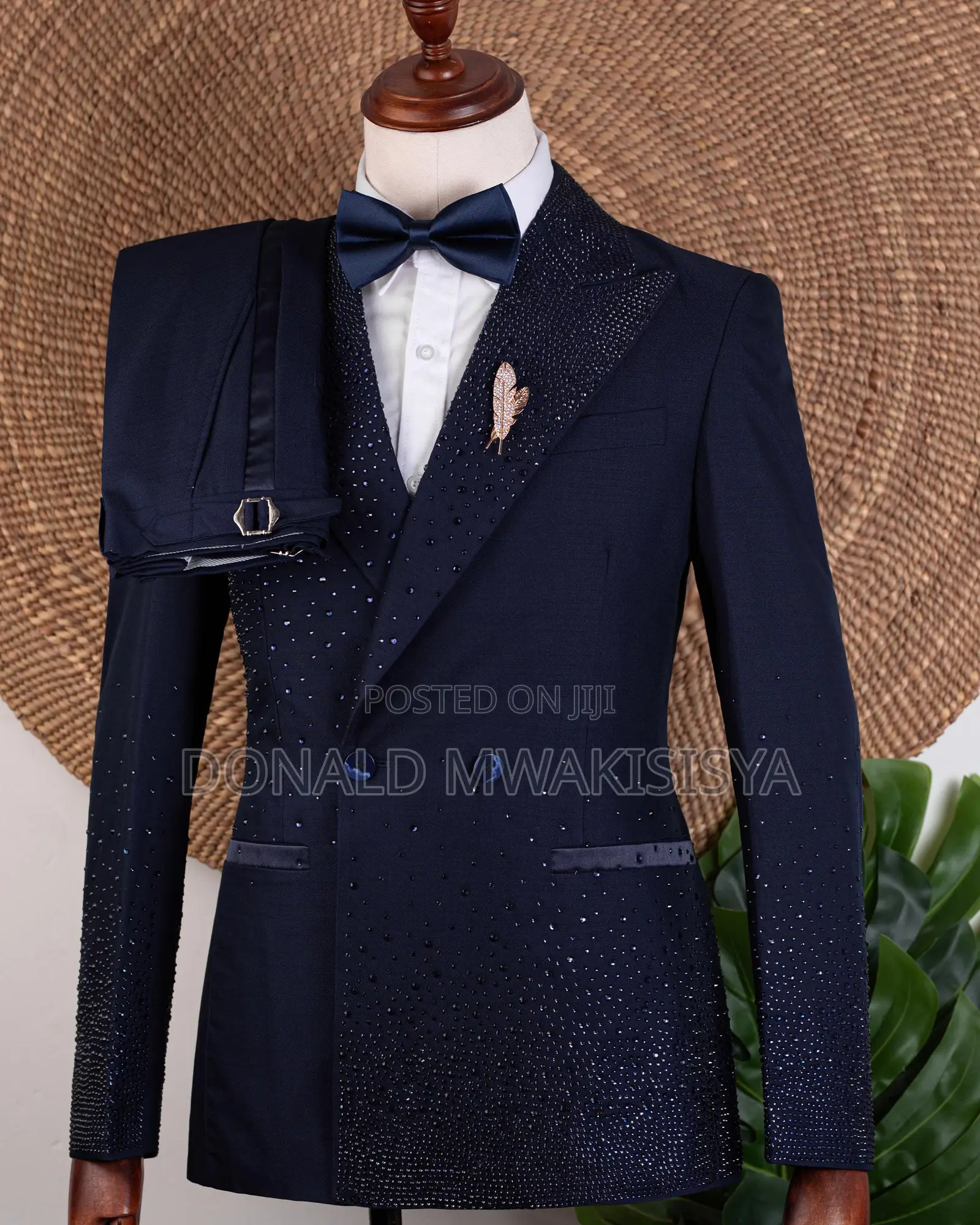 Navy Blue Stoned Suit - Luxury Edition