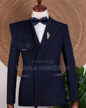 Navy Blue Stoned Suit - Luxury Edition