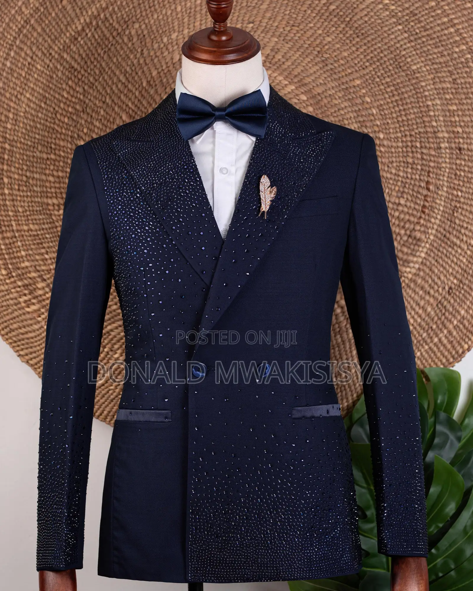 Navy Blue Stoned Suit - Luxury Edition