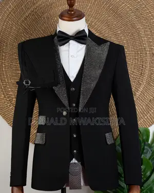 Black Stoned Lapel Tuxedo - Joselino