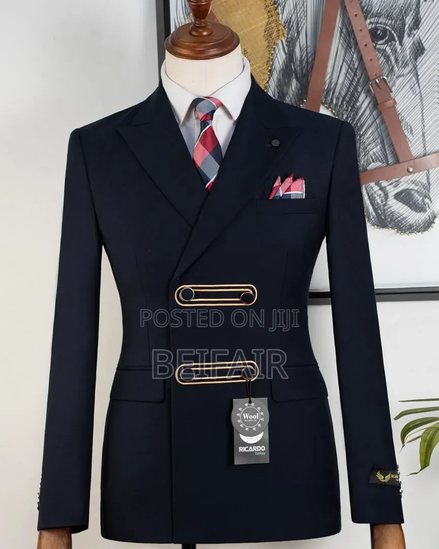 Dark Blue Gold Buttons Suits