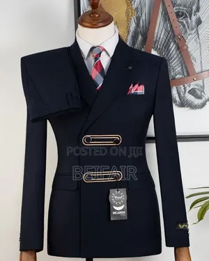Dark Blue Gold Buttons Suits