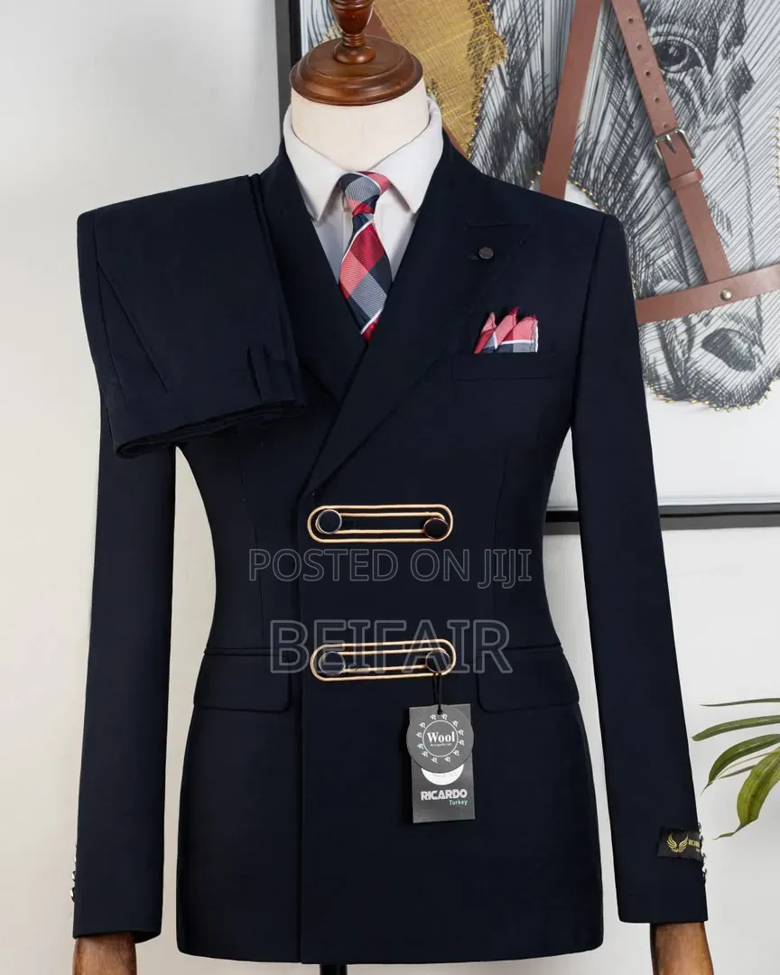 Dark Blue Gold Buttons Suits