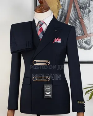 Dark Blue Gold Buttons Suits