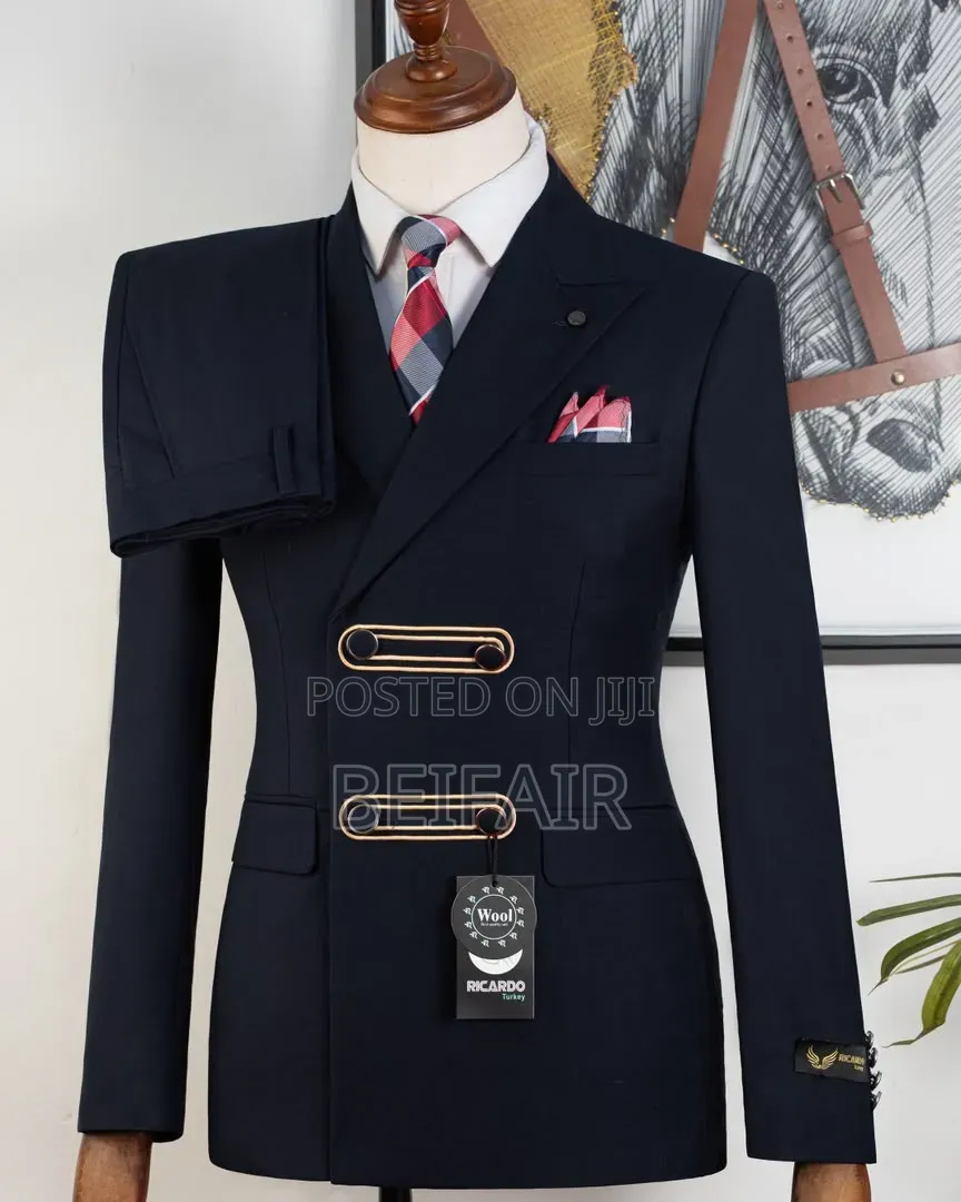 Dark Blue Gold Buttons Suits