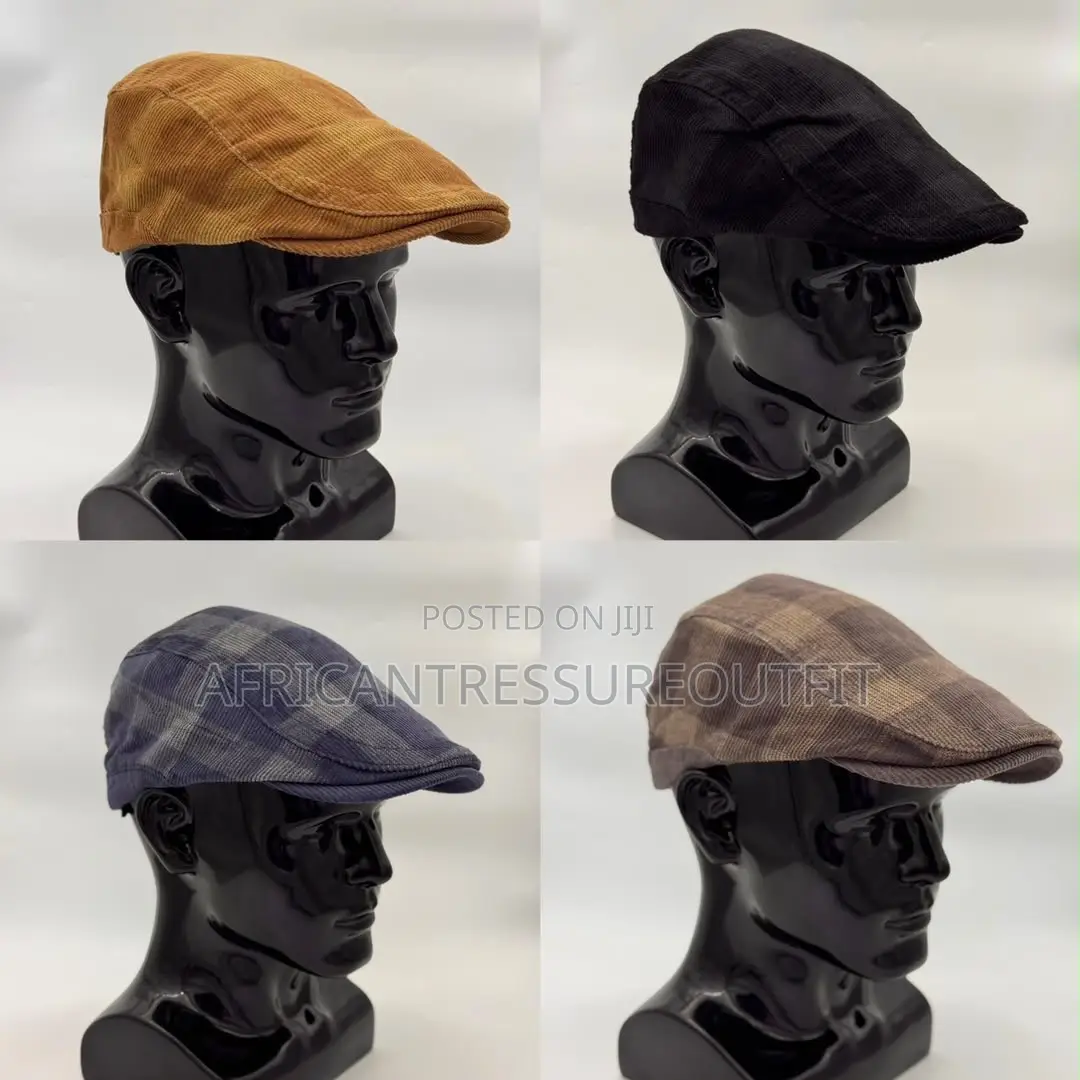 Corduroy Flat Caps Featuring a Classic Checkered Pattern