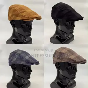 Corduroy Flat Caps Featuring a Classic Checkered Pattern