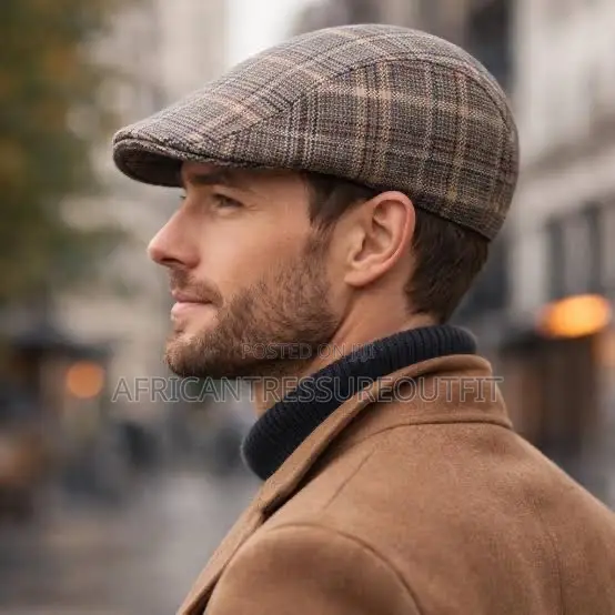 Corduroy Flat Caps Featuring a Classic Checkered Pattern