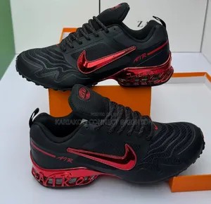 Black and Metallic Red Air Sneakers