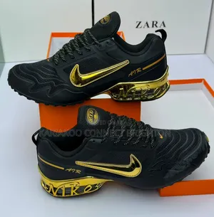 Black and Metallic Red Air Sneakers