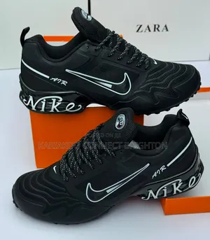 Black and Metallic Red Air Sneakers