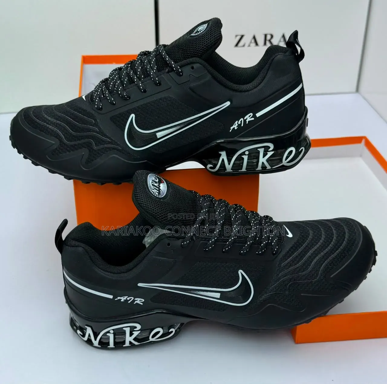Black and Metallic Red Air Sneakers