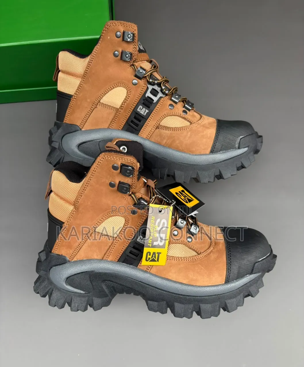 Brown Cat Boot Yenye Chuma Mbele