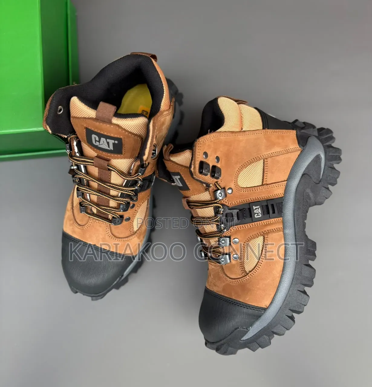 Brown Cat Boot Yenye Chuma Mbele